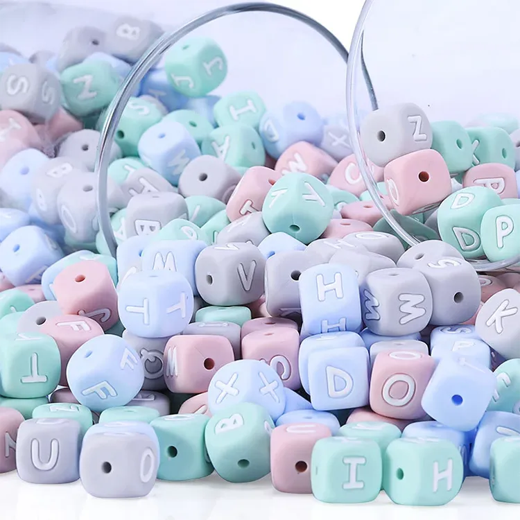 Silicone Letter Beads, Silicone Alphabet Letter Teething Beads wholesale